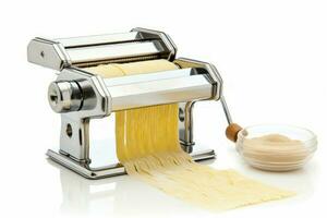 Metal pasta maker machine with dough cook. Generate Ai photo