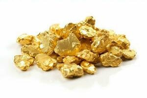 Pile of gold nuggets. Generate ai photo