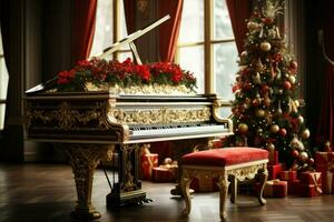 piano con Navidad decoración estación. generar ai foto