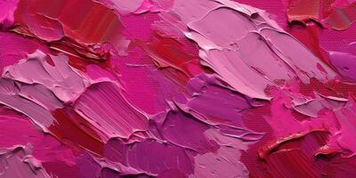 Generative AI, Closeup of impasto abstract rough viva magenta color art painting texture photo