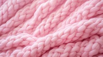 Generative AI, knitted pink sweater texture closeup, magenta or light pink abstract background photo