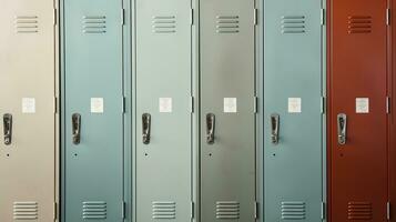 Generative AI, Row of high school lockers in the hallway, locker room photo