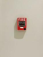 fire alarm system box installed on wall in building. photo