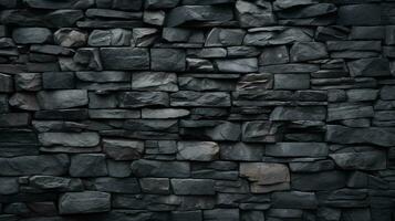 Close-Up of natural stone texture flat wall background, Rough grey stonework backdrop. Generative ai. photo