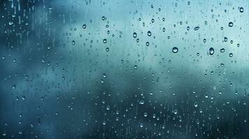 gotas de lluvia en ventana lentes superficie con el gris cielo antecedentes. creado con ai generativo. foto