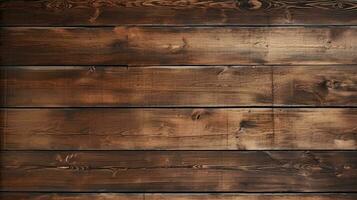 Brown rustic planks wood wall texture background with rustic charm and natural grain pattern. Created with AI Generative. photo
