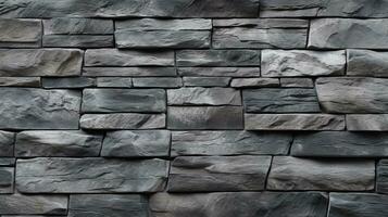 Close-Up of natural stone texture flat wall background, Rough grey stonework backdrop. Generative ai. photo