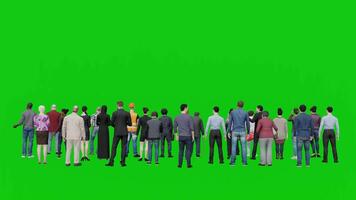 3D Characters Standing in Rear View on Green Screen Background video