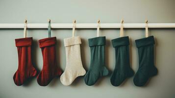 photo of Stockings Christmas wallpaper, AI Generated.