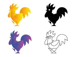 Hand-drawn colorful and black chicken illustration vector