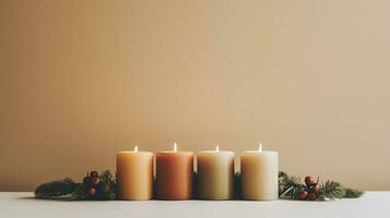 photo of Candles Christmas toys, AI Generated.