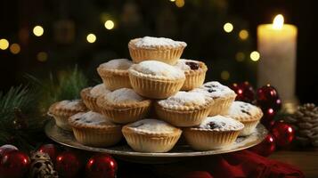 de desmenuzar pasteles Navidad medias, ai generado. foto