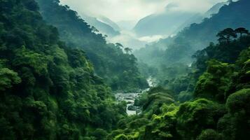 landscape nepalese rainforest dense ai generated photo