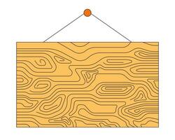 de madera letrero colgando 2d lineal dibujos animados objeto. colgando Clásico tablero blanco aislado línea vector elemento blanco antecedentes. oxidado Anticuado anuncio Tablón de anuncios color plano Mancha ilustración