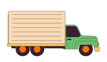 Truck delivery van 2D linear cartoon object. Logistics vehicle isolated line vector element white background. Sending package. Moving truck. Commerce transportation color flat spot illustration