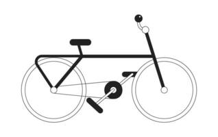 Sport bicycle monochrome flat vector object. Eco vehicle with wheels. Editable black and white thin line icon. Simple cartoon clip art spot illustration for web graphic design