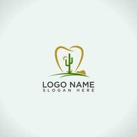 unique cactus dental logo design vector