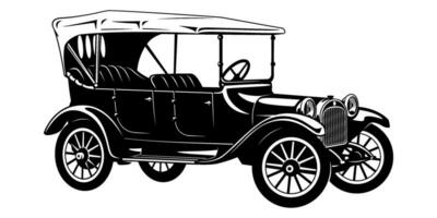 Early Vintage Retro Car. Vector silhouette isolated on white.
