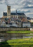 Nevers Cathedral and River Loire View, France photo