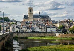 Nevers Cathedral and River Loire View, France photo