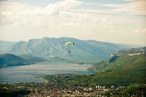 Aerial Serenity Paragliding over Lake du Bourget, Savoie, France photo