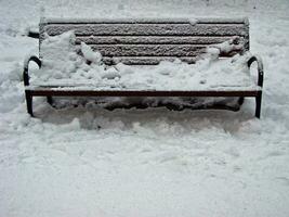 Winter Wonderland Snow Covered Bench photo