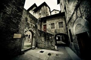 dramático antiguo pueblo encanto en cámara, Saboya grandioso ángulo foto