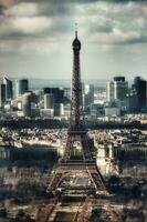 Paris Skyline Eiffel Tower Panorama from Montparnasse Rooftop photo