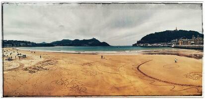 Sunny Atlantic Coastline in San Sebastian, Spain   Basque Paradise photo