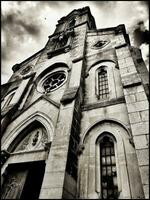 dramático monocromo, tentación iglesia, Francia foto