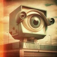 Retrofuturistic CCTV Eye   AI Generated photo