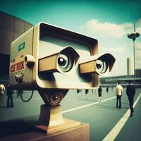 Retrofuturistic CCTV Eye   AI Generated photo