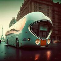 futurista Londres autobús ai generado urbano transporte foto