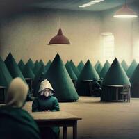 Dystopian Handmaid's Camp   AI generated Image photo