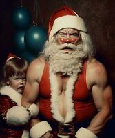 musculoso Papa Noel inquietante encuentro generativo ai foto