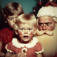 Eerie AI Generated Santa Claus Haunting Children   generative ai photo