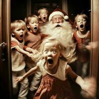 Eerie AI Generated Santa Claus Haunting Children   generative ai photo