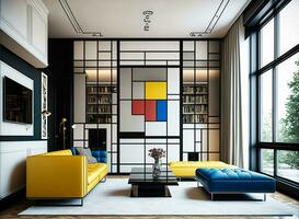 lujoso contemporáneo vivo habitación diseño generativo ai foto