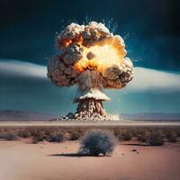 Atomic Explosion Nuclear Test in the Desert   generative ai photo