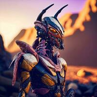 Alien World's Mantis Warrior   generative ai photo