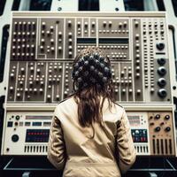 Synth Siren A Futuristic Ode to AI Harmony   Great modular synth   generative ai photo