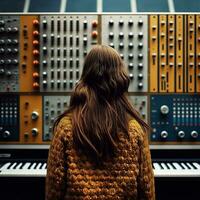 Synth Siren A Futuristic Ode to AI Harmony   Great modular synth   generative ai photo