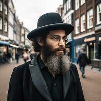 un hasídico judío en Amsterdam generativo ai foto