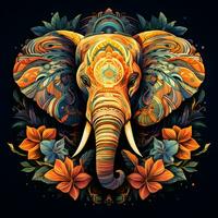 encantador ai generado elefante mandala foto