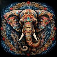 encantador ai generado elefante mandala foto