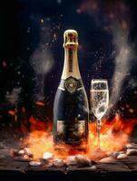 Effervescent Elegance Champagne Celebration   generative AI photo