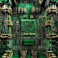 Close up Photo of Electronic Circuits on a Motherboard   generative AI