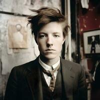 generativo ai retrato Arturo rimbaud como un moderno adolescente foto