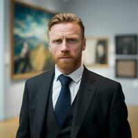 Modern Portrait Vincent Van Gogh as an Art Dealer   generative ai photo