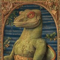 Reptilian Majesty Medieval Illuminated Manuscript Portrait photo